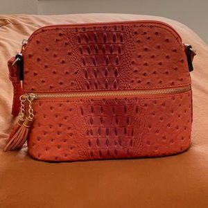 Orange Textured Shoulder Bag